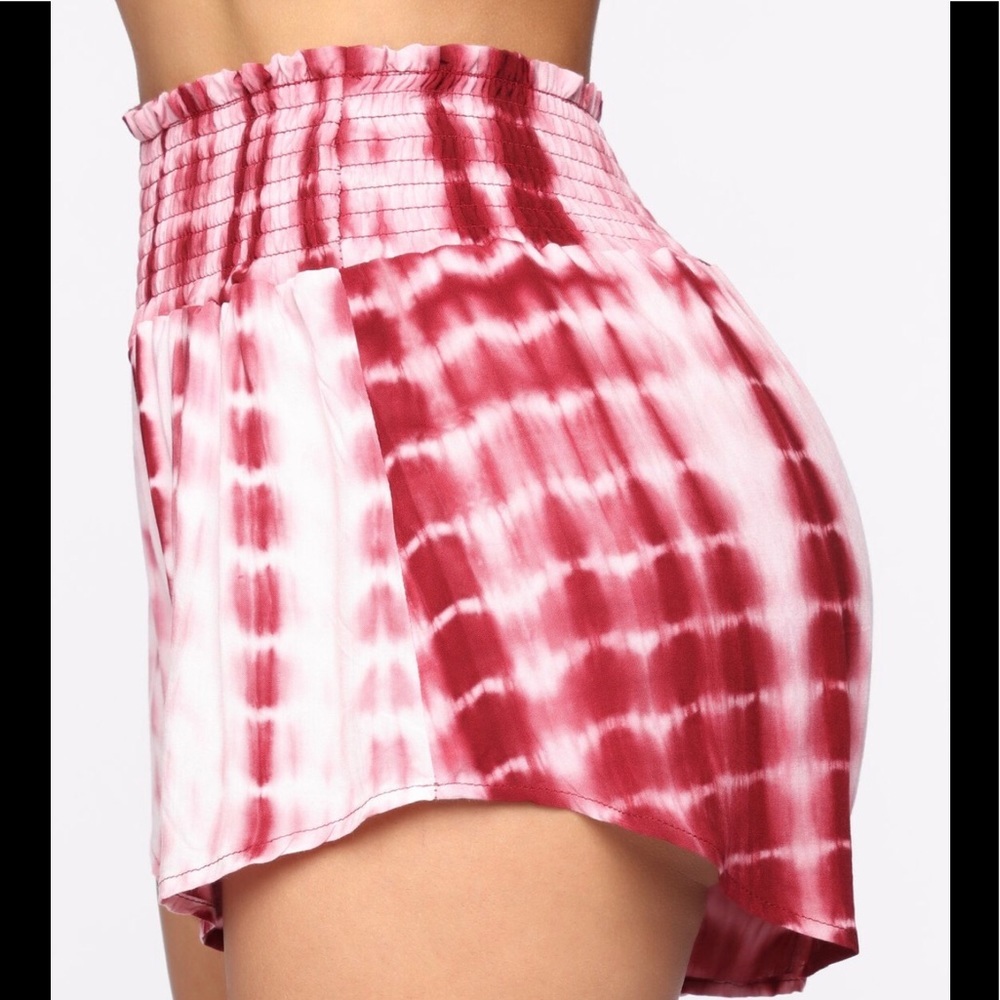 NWOT Burgundy Tie Dye shorts - Picture 2 of 6